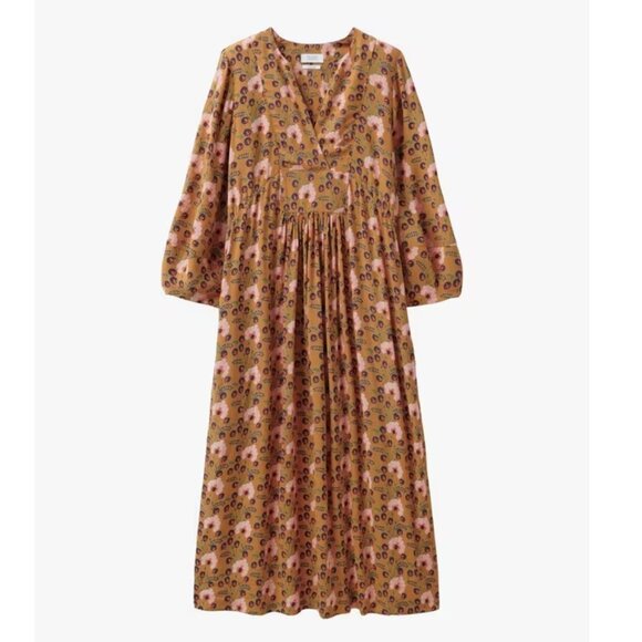 TOAST Sprig Easy Midi Dress Floral Print in Amber Multi Brown Women's 6 - Picture 6 of 6